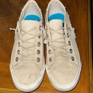 Blowfish Tan Canvas Sneakers with Blue Insole